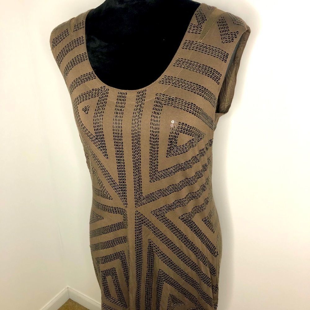 Express green sheer back sequin dress size medium